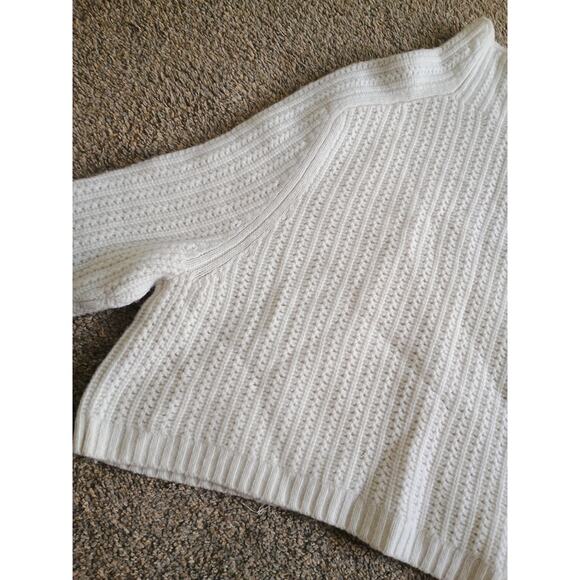 Madewell Pointelle-Stitch Mockneck Sweater ivory cream 100% merino wool small - Picture 2 of 13